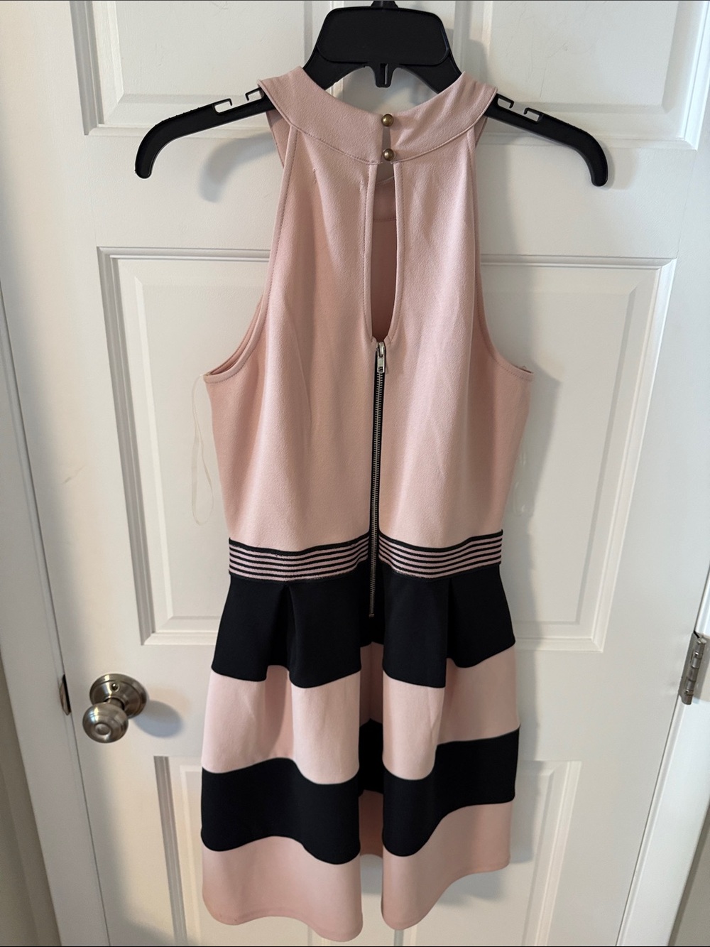 Sleeveless Pink and Black Stripe Fit & Flare Dress - Picture 7 of 13